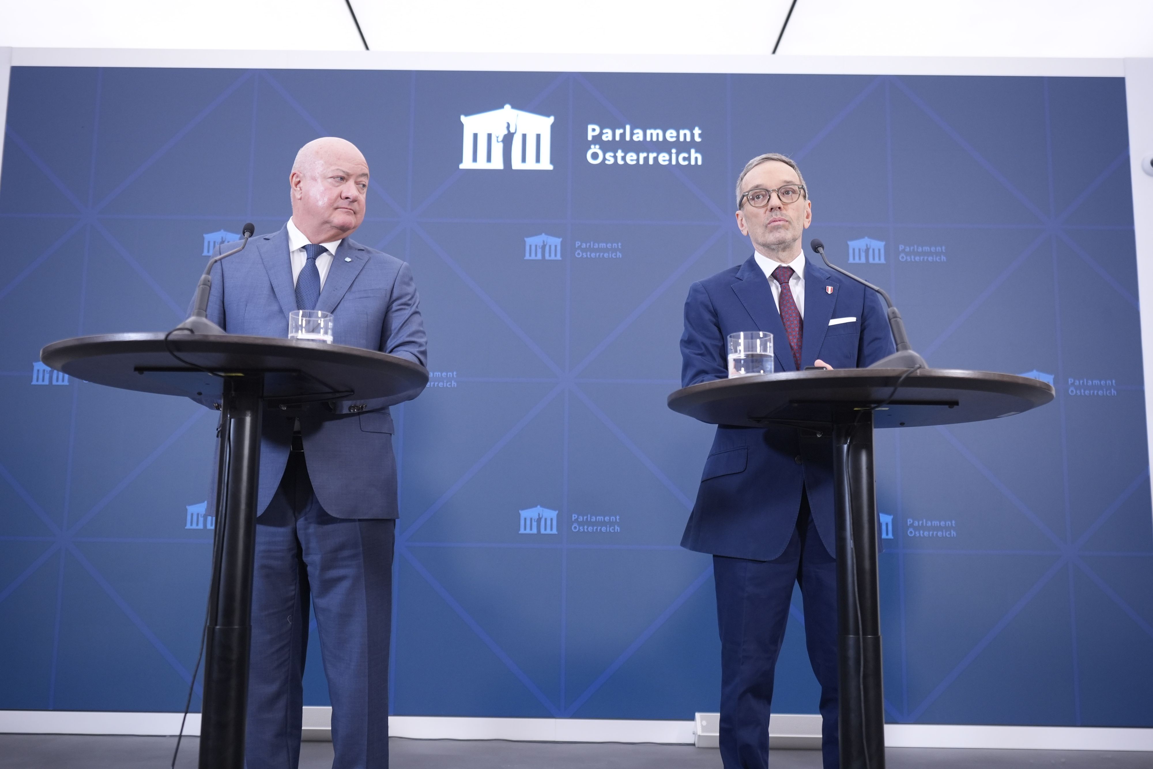 FPÖ-Chef Herbert Kickl und der geschäftsführende Klubobmann der ÖVP, Christian Stocker, verhandeln über Blau-Schwarz.