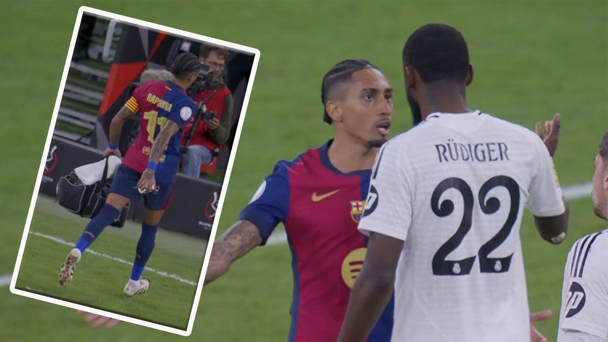 Raphinha geriet mit Real-Verteidiger Antonio Rüdiger aneinander. 