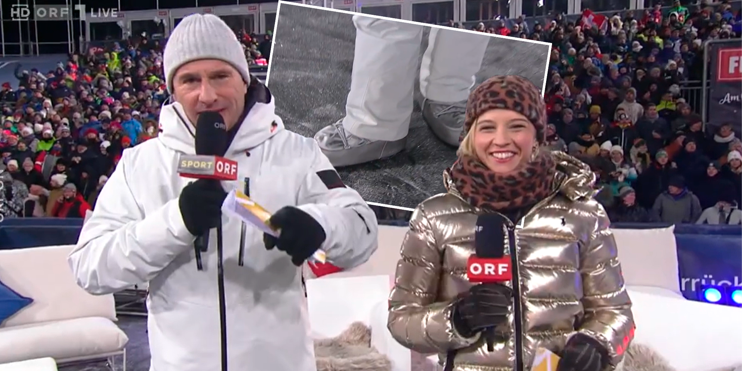 Ernst Hausleitner und Fanny Stapf schmunzelten über die Schuhe des ORF-Moderators.