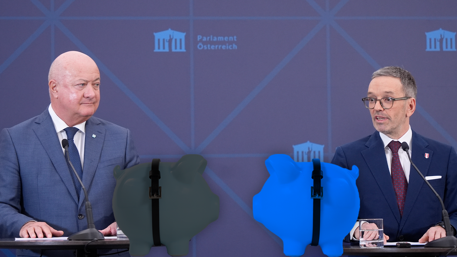 FPÖ-Chef Herbert Kickl und ÖVP-Obmann Christian Stocker schnüren Milliarden-Sparpaket.