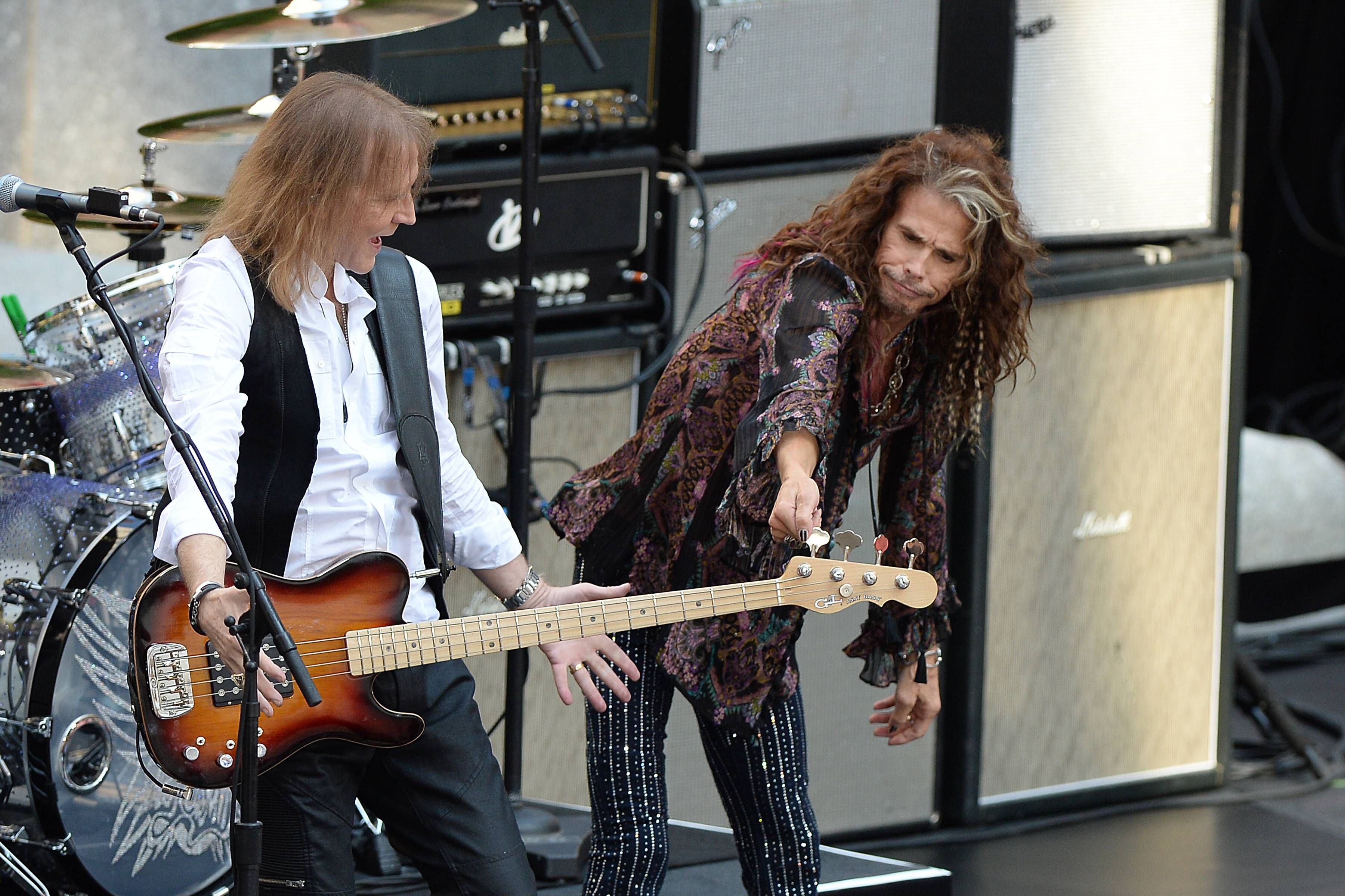 Tom Hamilton (links) und Steven Tyler von <strong>Aerosmith</strong> bei ihrem Auftritt bei 