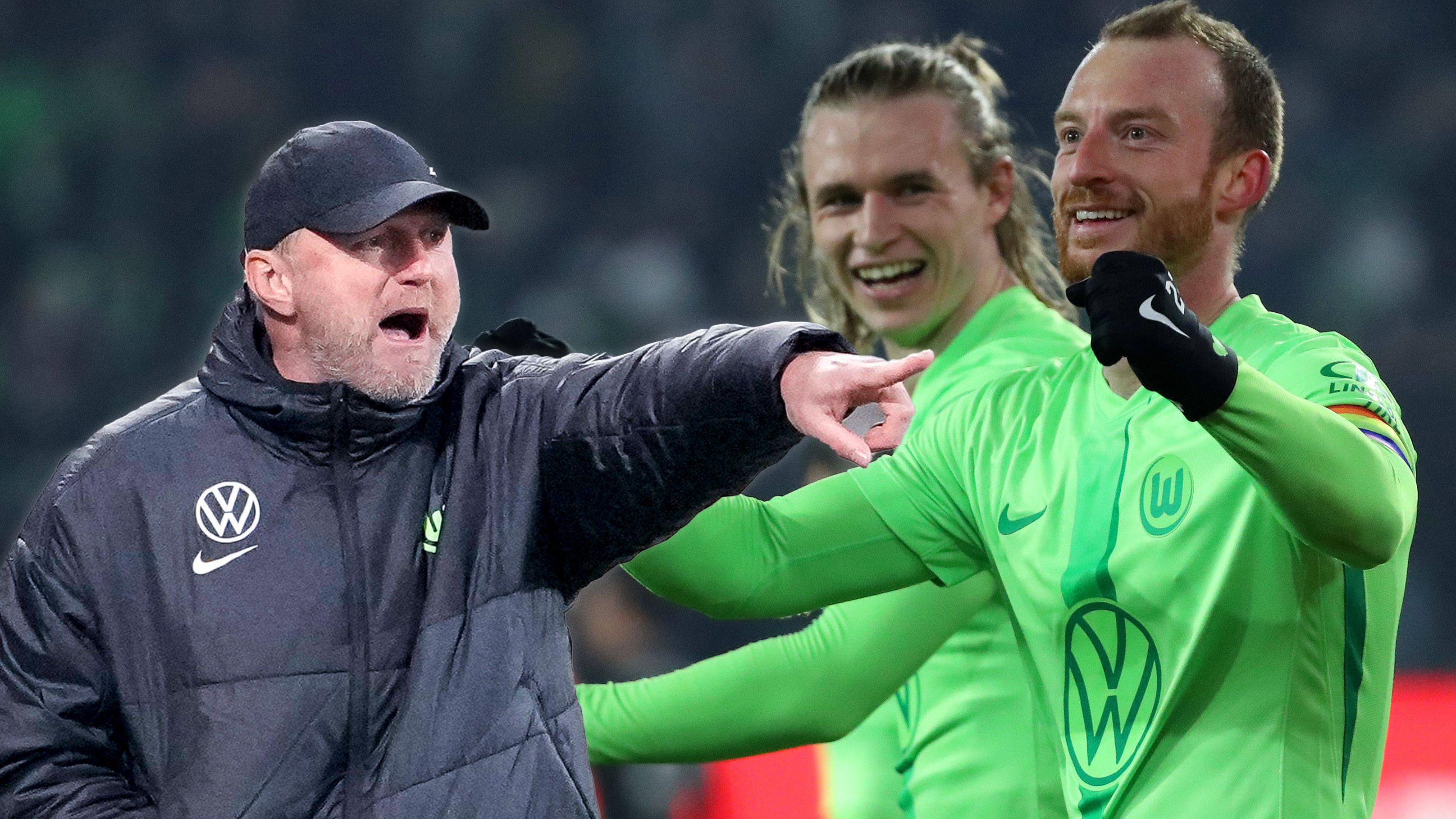 Ralph Hasenhüttl (l.) jubelt mit Patrick Wimmer (Mitte) und Co.