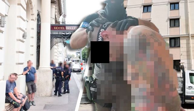 Tatort Hotel in Wien: Hier soll der Killer (hier bei seiner Festnahme in Znaim) zweimal zugeschlagen haben.