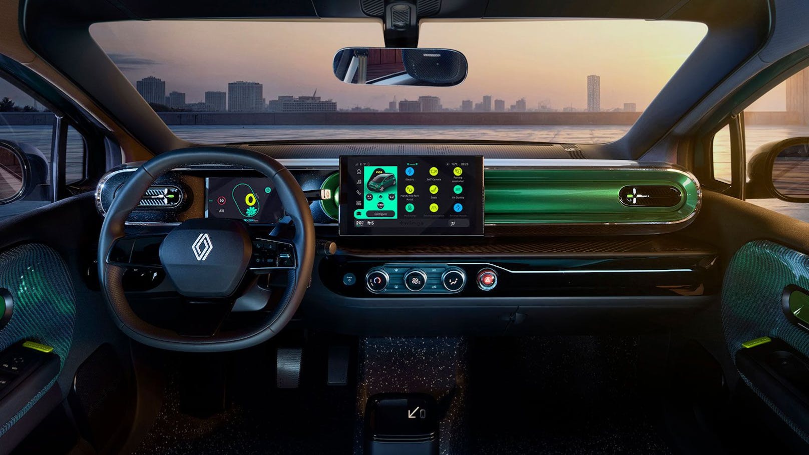 Das Cockpit besteht aus einem 7"-Digitaltacho und einem 10,1"'-Touchscreen, 