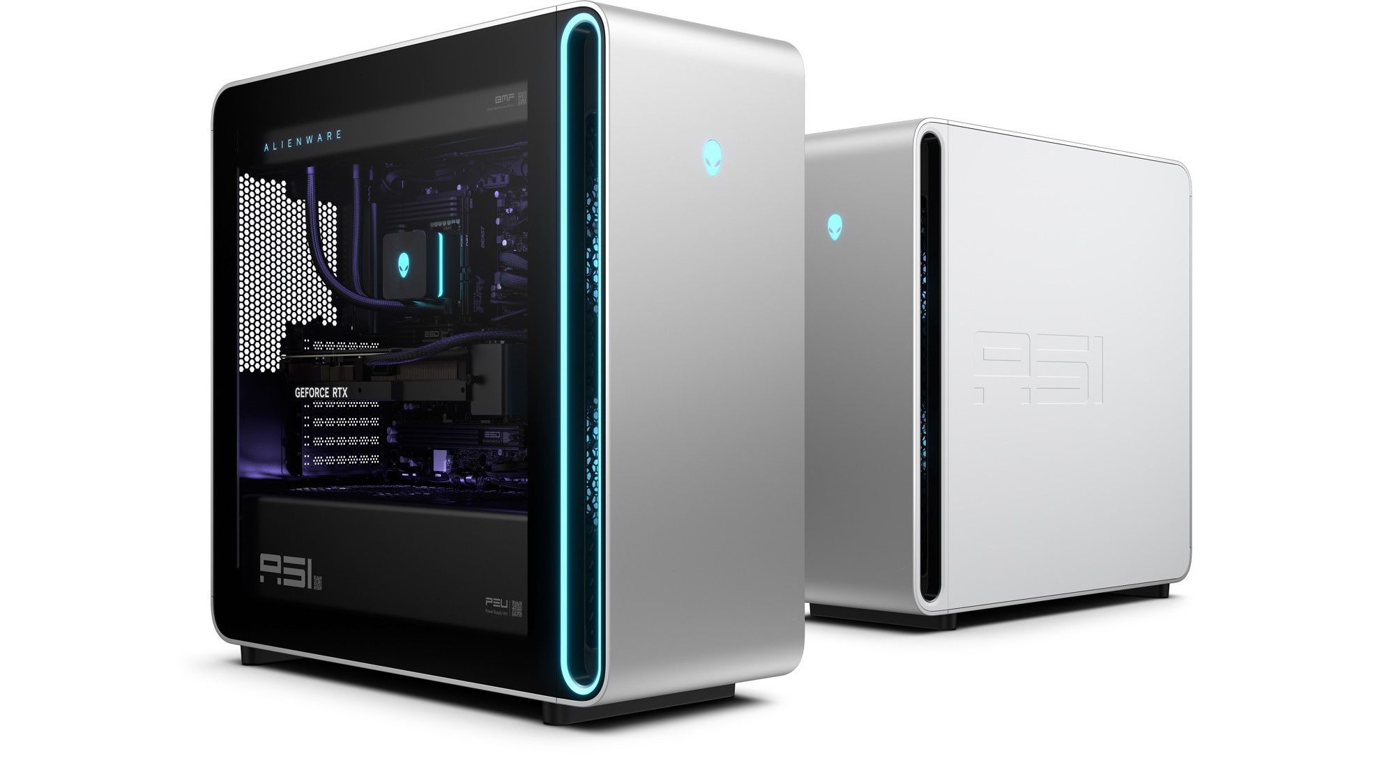 Der Area-51-Desktop ist in Konfigurationen mit bis zu 64 Gigabyte DDR5-XMP-RAM und bis zu 8 Terabyte Storage in Form von zwei 4 Terabyte NVMe M.2 PCIe Gen4 SSD-Speichern erhältlich. 