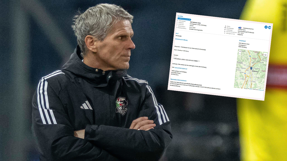 Eine Ausschreibung für die Stelle eines Profi-Fußballers in Wolfsberg. 