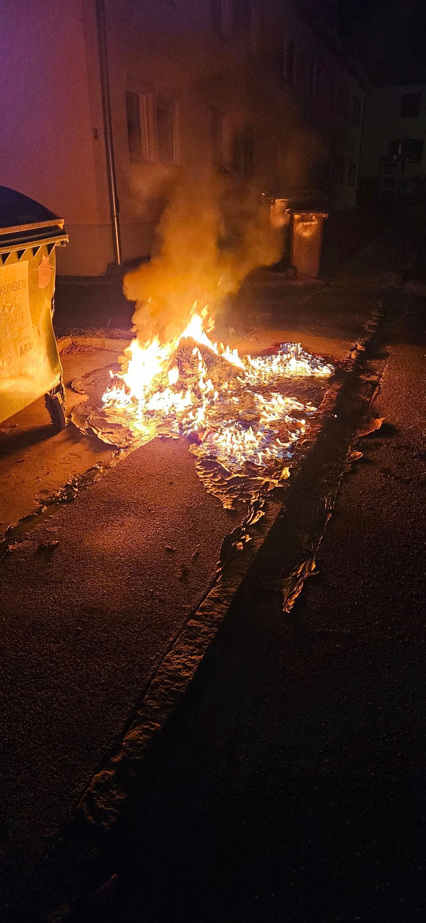 Einer der Container ist vollständig abgebrannt. 