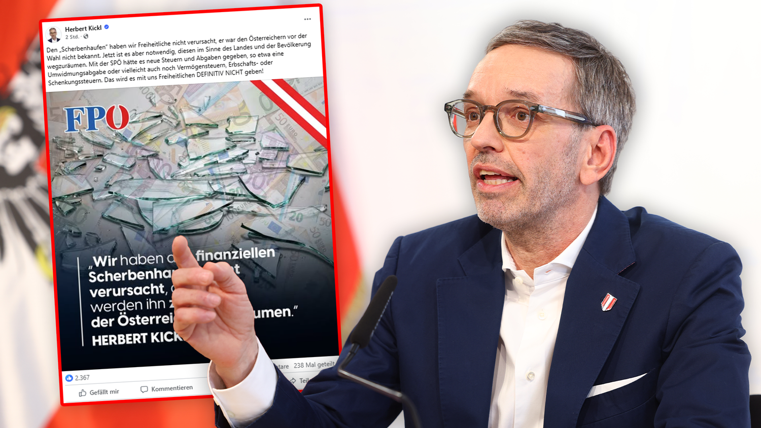 FPÖ-Chef Herbert Kickl machte nun eine klare Steueransage.