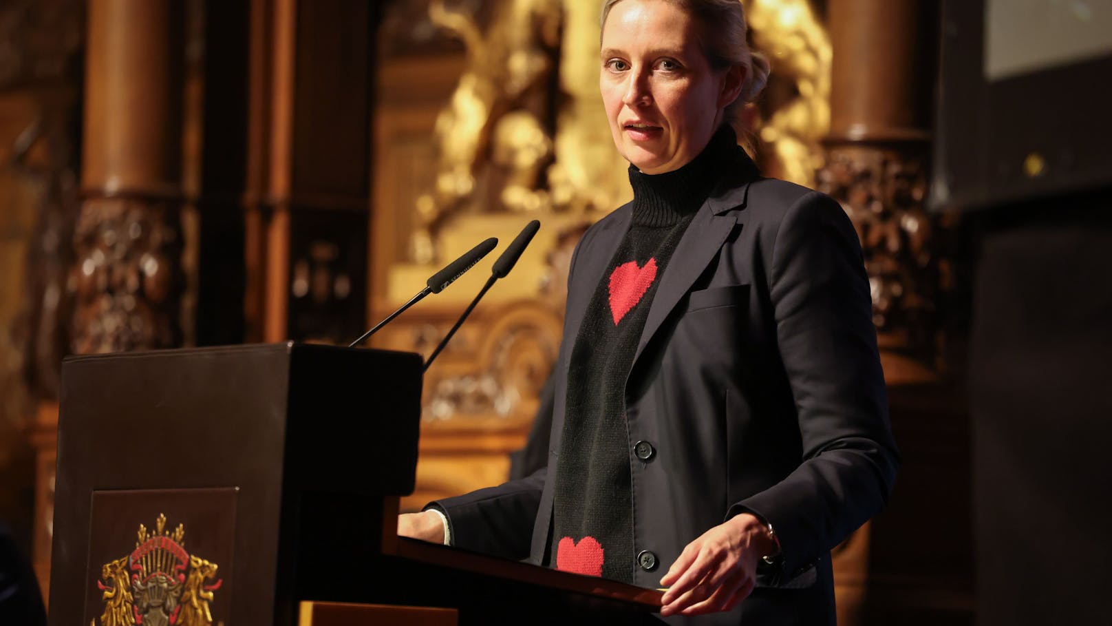 Alice Weidel bei ihrer Rede im Hamburger Rathaus.