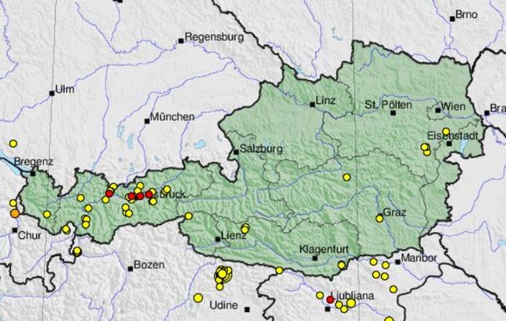 Der Erdbebendienst der Geosphere Austria nahm am Montagvormittag ein Beben im Raum Terfens wahr. 