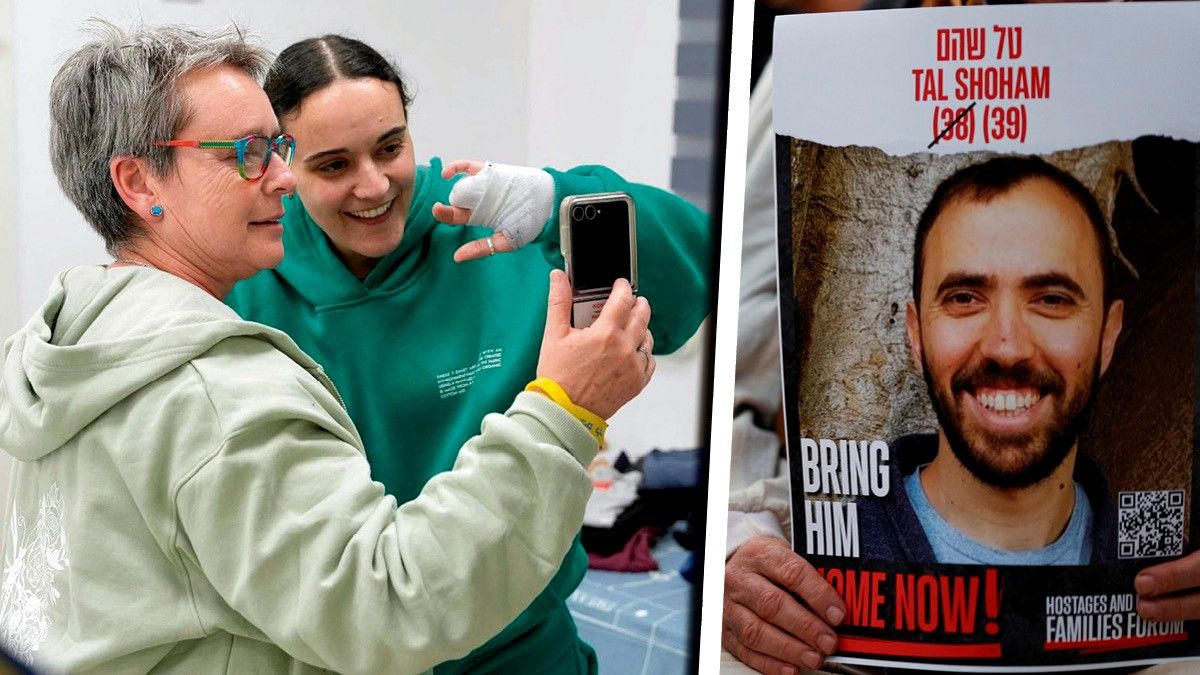 Emily Damari (l.) kam Sonntag frei, der Österreicher Tal Shoham (r.) wird von Hamas-Terroristen noch gefangen gehalten.