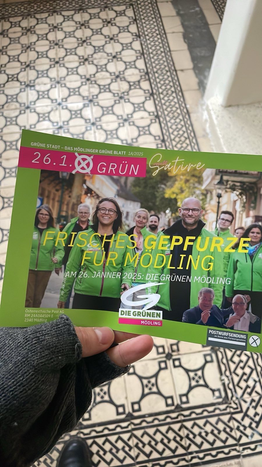Die falschen Flyer schauen dem Original der Grünen Mödling zum Verwechseln ähnlich.