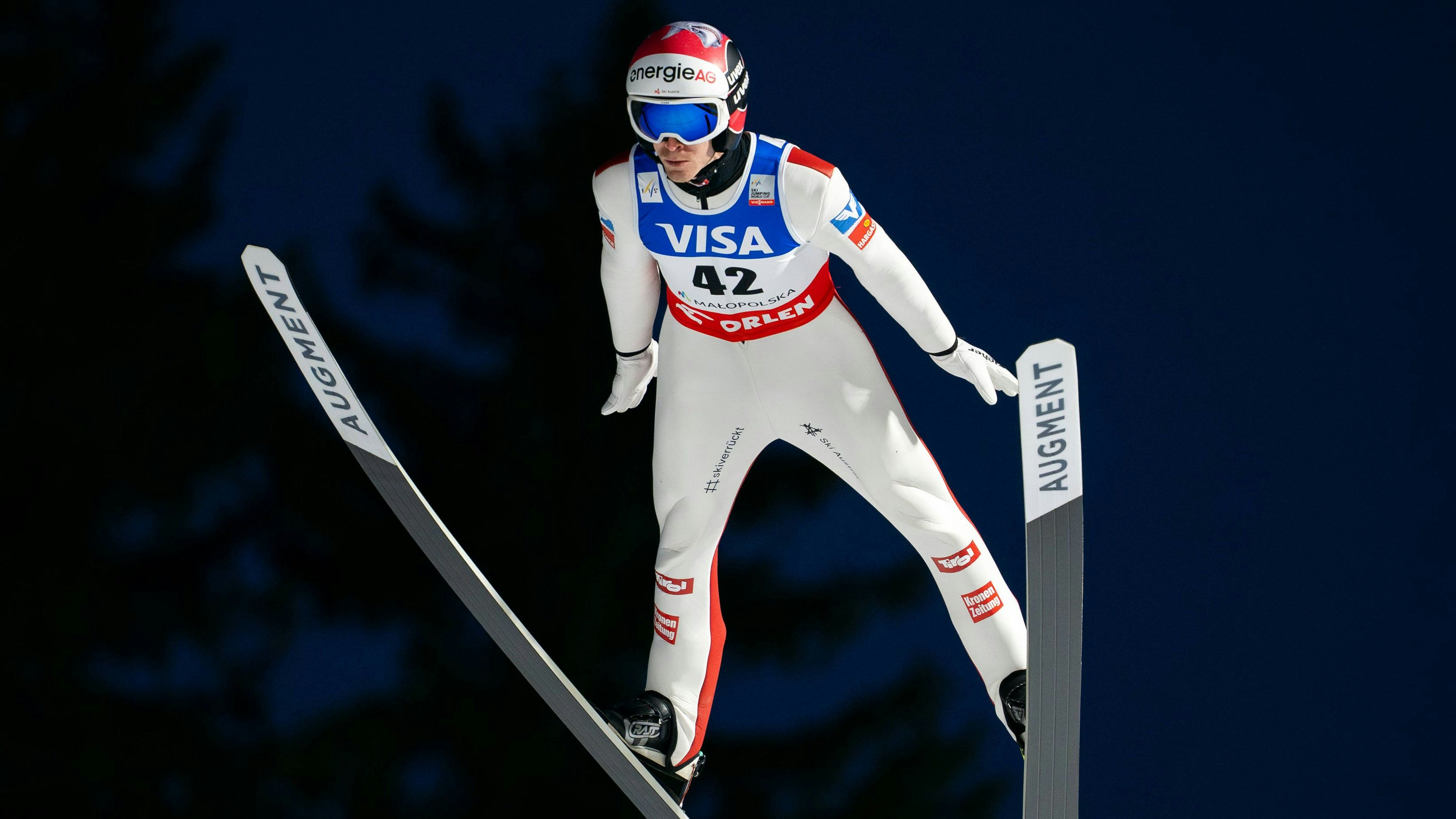 FIS Ski jumping, Skispringen, Ski, nordisch World Cup Zakopane 2025 - Day 3 Michael Hayboeck of Austria participates in the FIS Ski Jumping World Cup in Zakopane, Poland, on January 19, 2025. Day 3 is the Men s Individual Large Hill HS140 competition. The event takes place at the Wielka Krokiew hill. Zakopane Poland PUBLICATIONxNOTxINxFRA Copyright: xMarcinxGolbax originalFilename:golba-fisskiju250119_np4O8.jpg