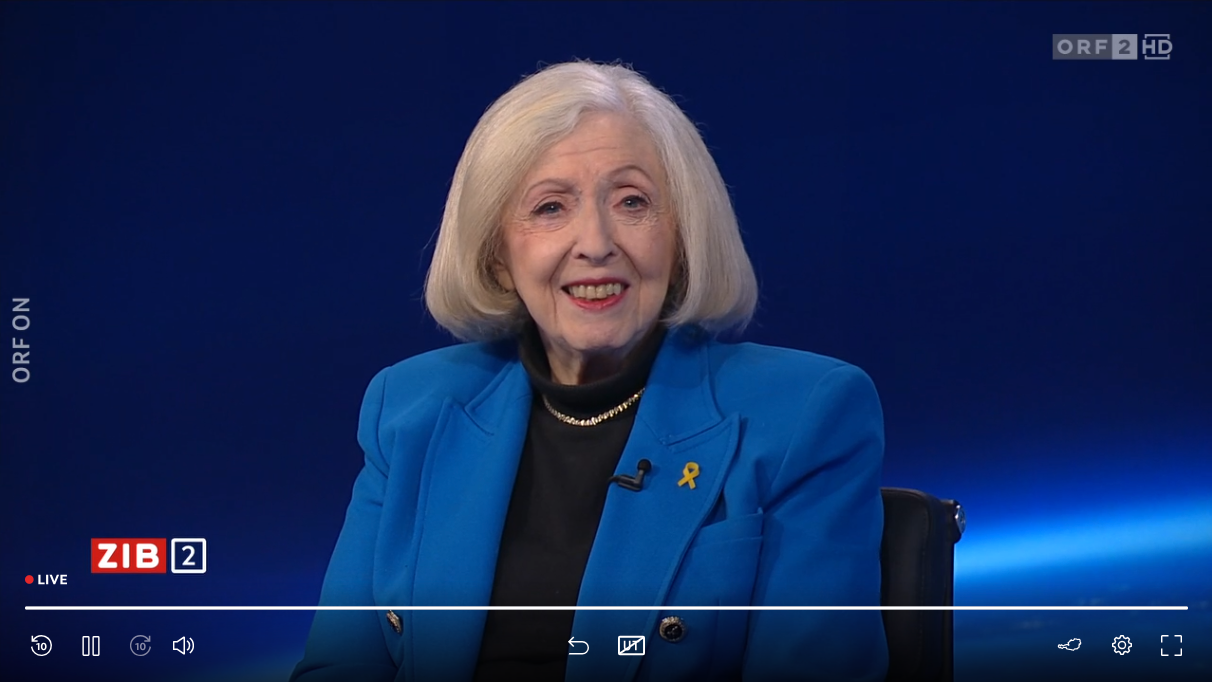 Zeitzeugin Erika Freeman am späten Montagabend in der ORF-