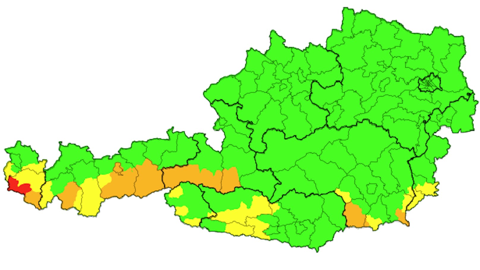 Die Wetter-Warnungen am Montag.