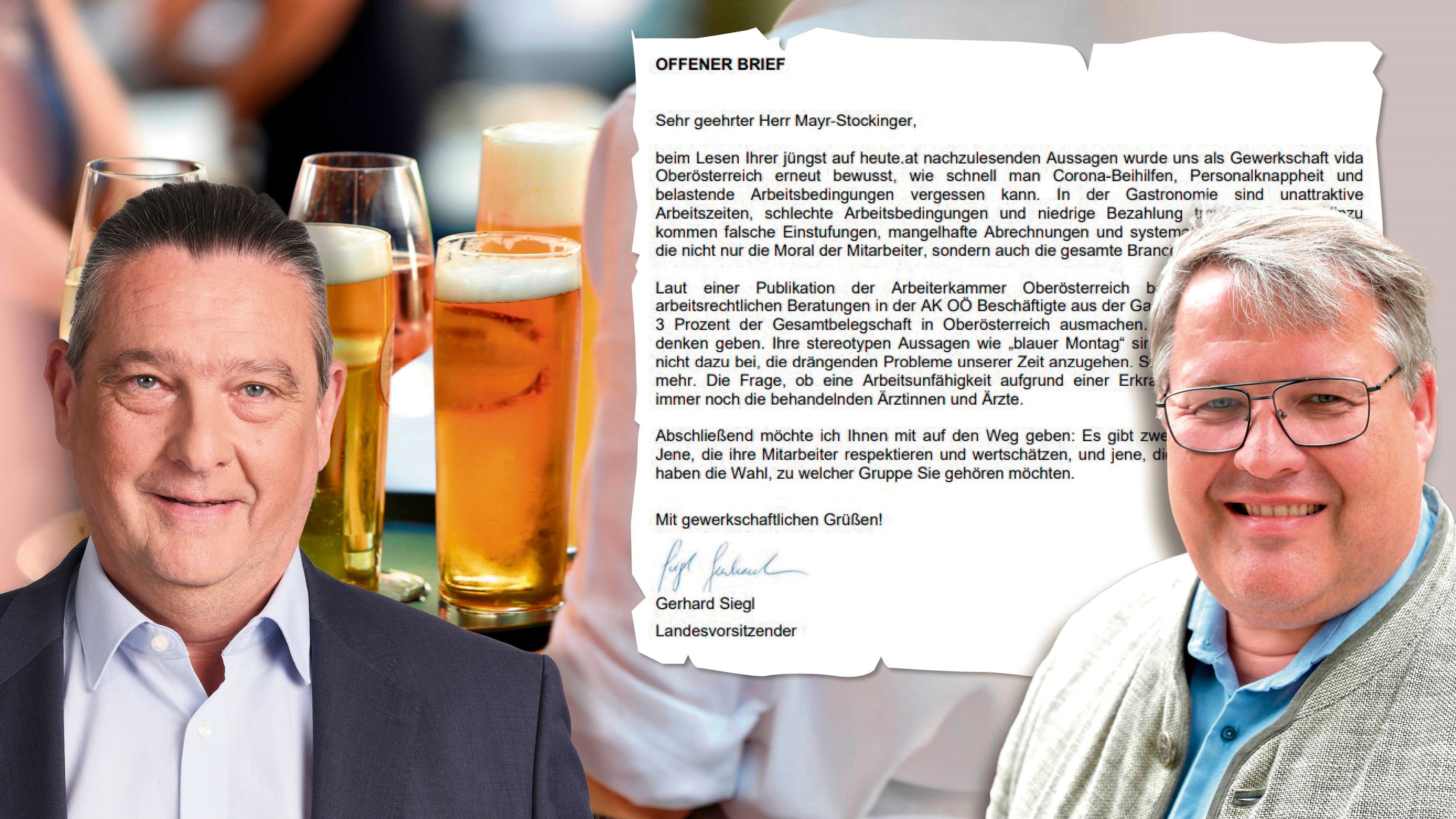 Das Thema Krankenstand löste eine heftige Debatte zwischen Gewerkschafter Gerhard Siegl und Wirtesprecher Thomas Mayr-Stockinger (r.) aus.