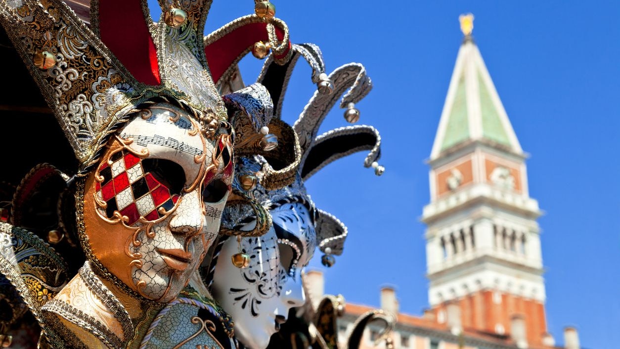 Typical venetian female carnival mask,Venice, Italy