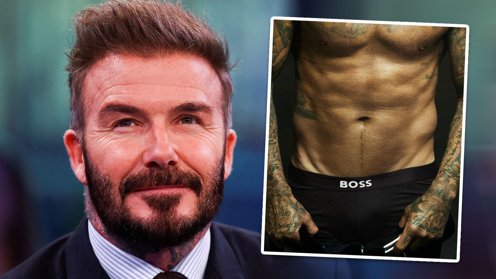 David Beckham lässt für BOSS die Hose runter.
