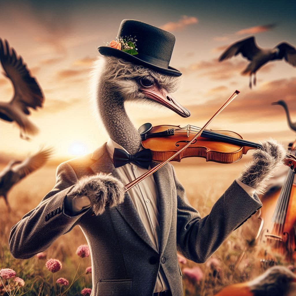 Ein Geige spielender Strauß ist die Titelfigur der humorvollen Lese-Reihe.