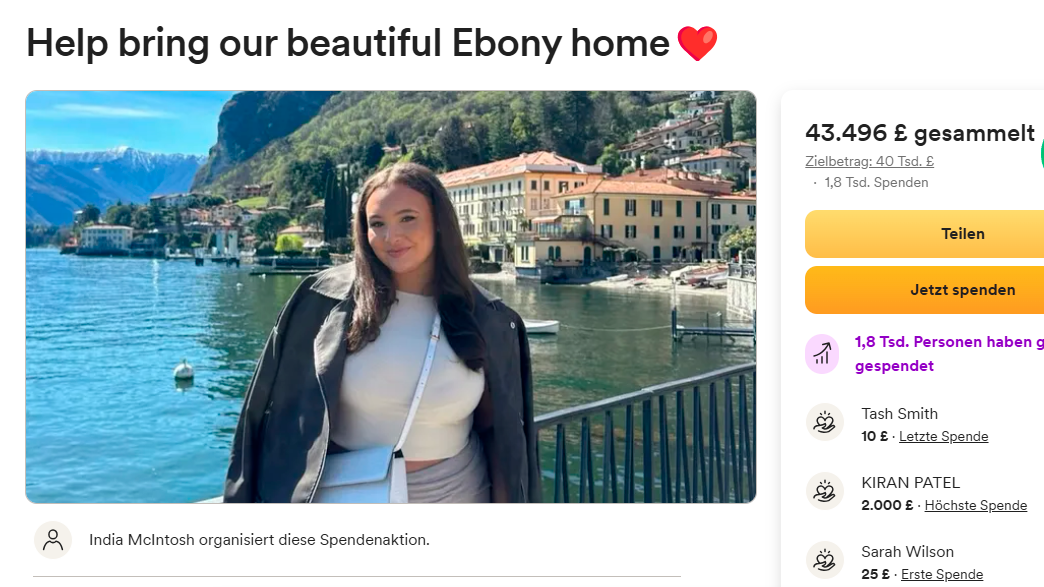 Ebony McIntosh starb kurz nach Antritt ihres Traumurlaubs in Sri Lanka. Ihre Schwester sammelt nun Spenden für die Rückführung ihrer Leiche.