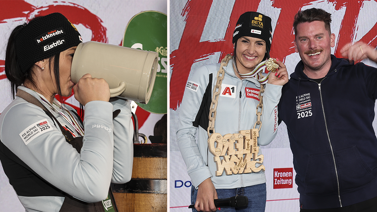 Österreichs Super-G-Weltmeisterin Stephanie Venier. 