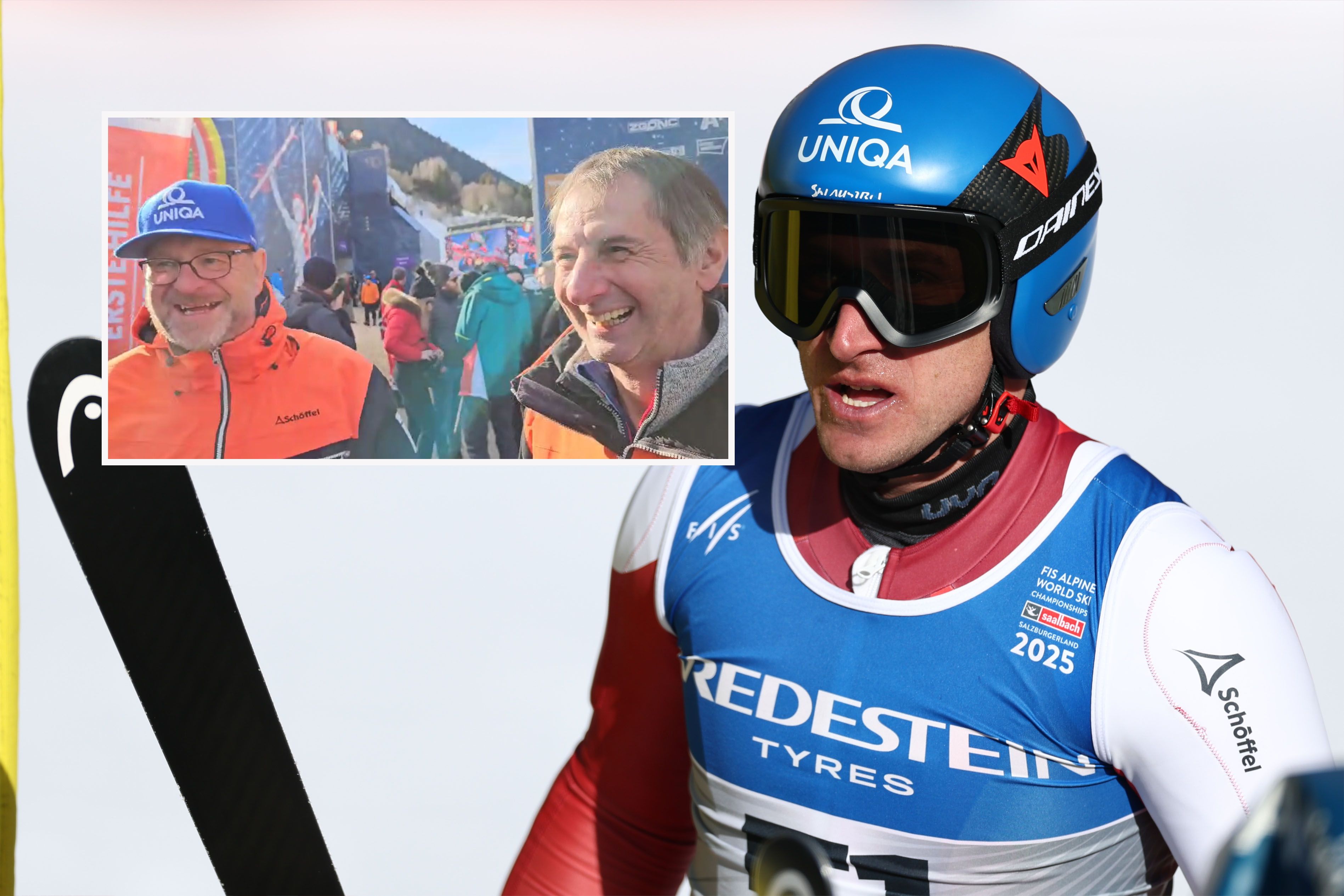 Matthias Mayer (r.) hat als Vorläufer seinen Fanklub mit.