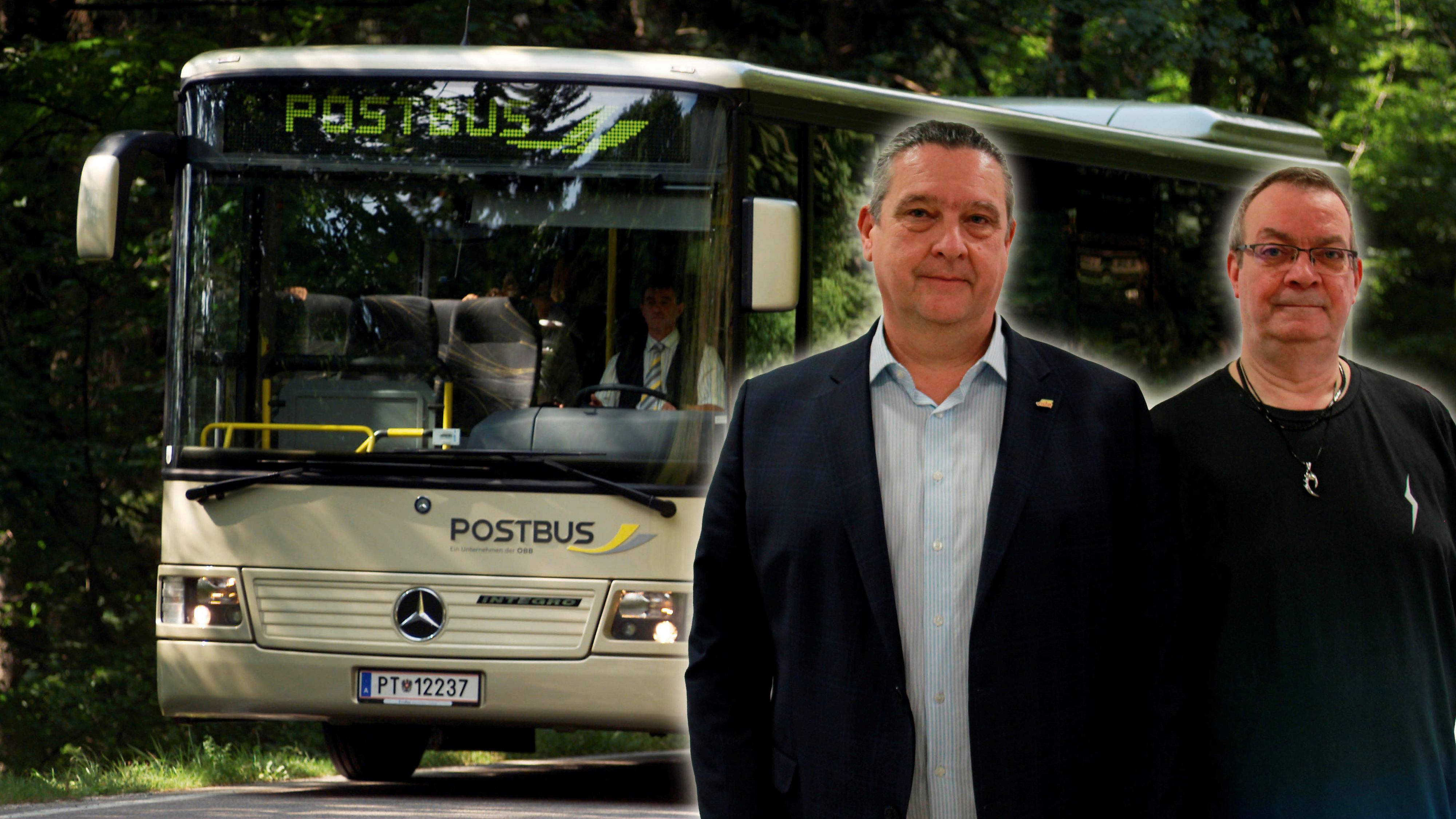 Landesvorsitzender der vida, Gerhard Siegl (li.), und Betriebsrat und ÖBB-Postbus-Lenker Michael Krippner sind sich einig: Das Angebot der Arbeitgeber ist eine 