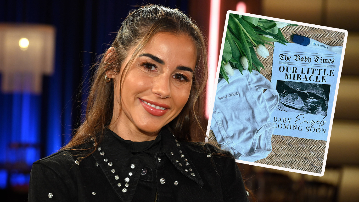 Sarah Engels freut sich über Baby-News.