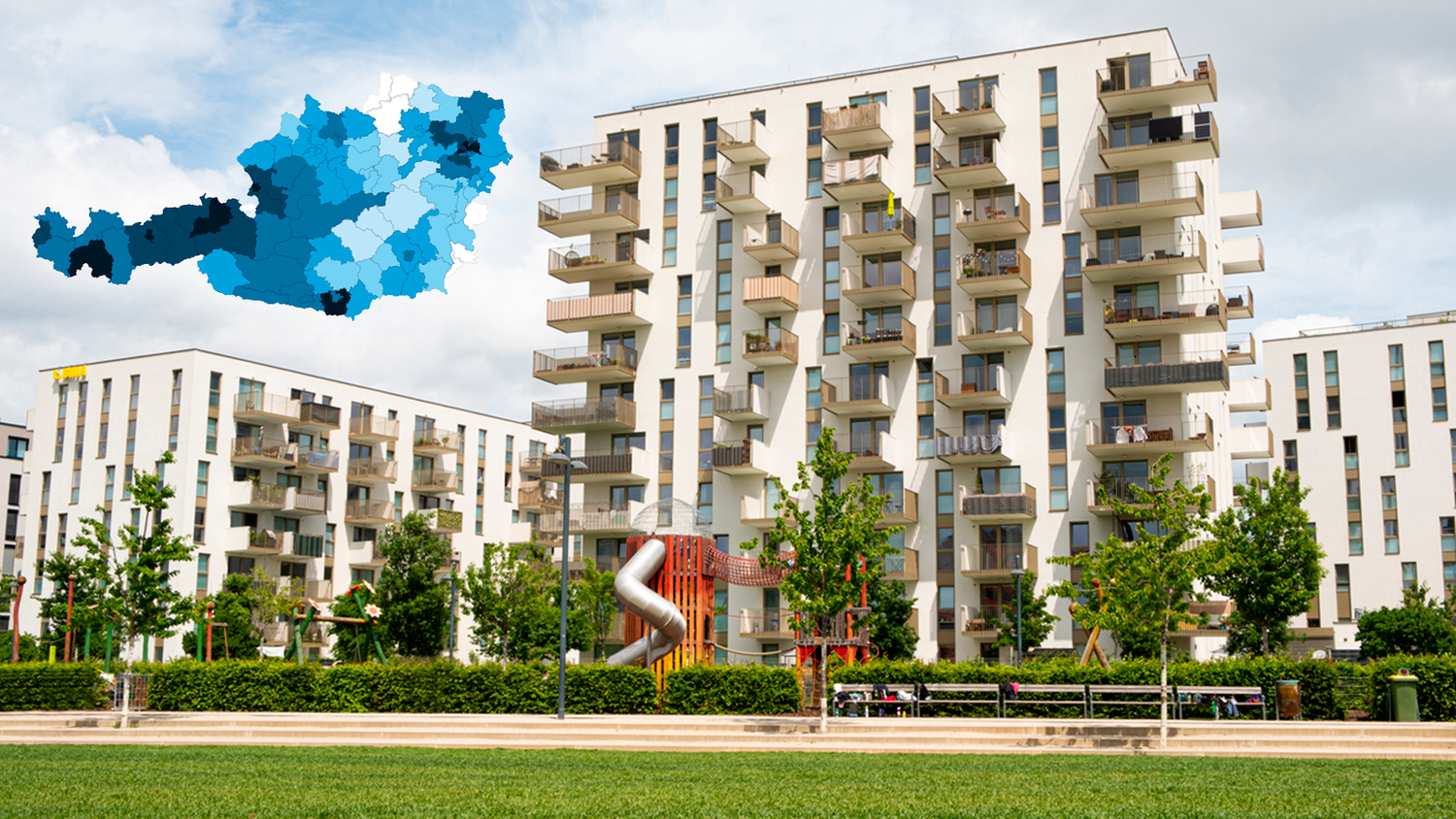 In den hellen Bereichen gibt es die billigsten Wohnungen. 