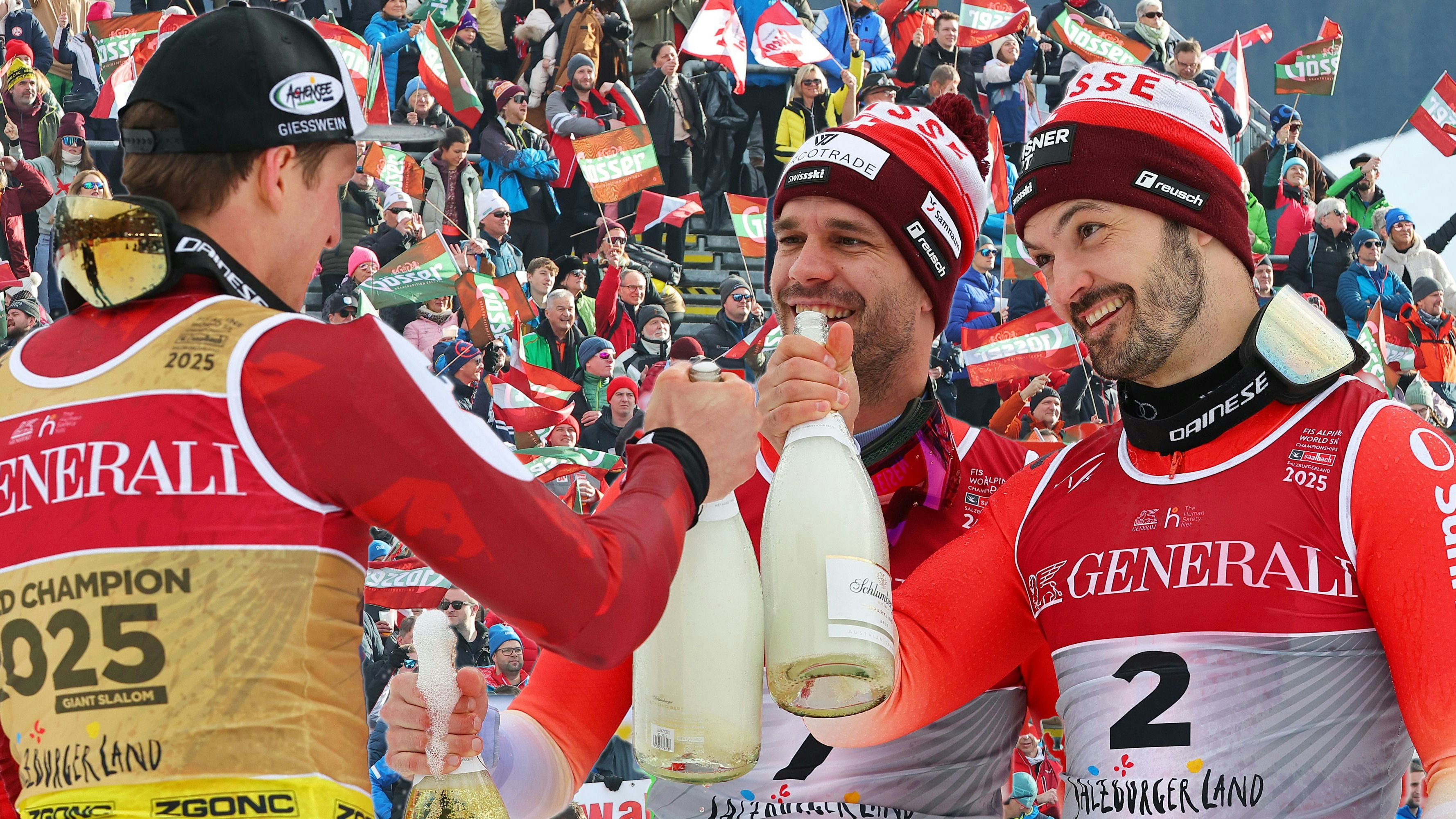 Raphael Haaser gewann vor dem Schweizer Duo Thomas Tumler und Loic Meillard.