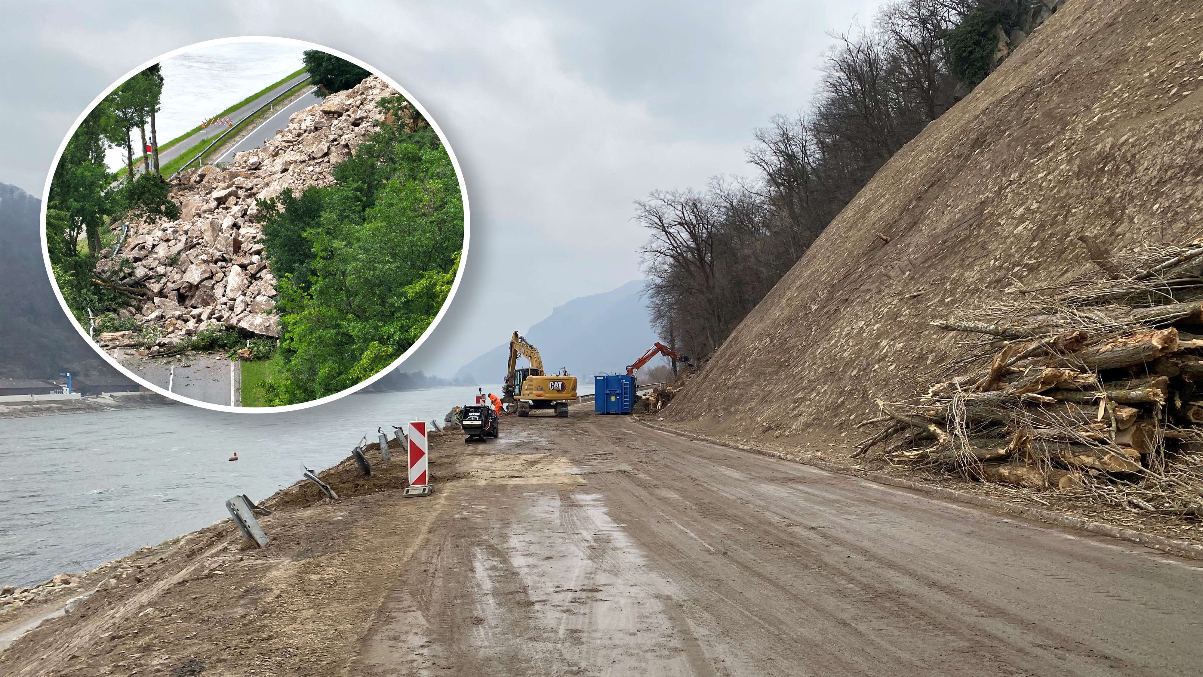 Monate nach dem Felssturz auf der B33 sind nun Radweg und Straße geräumt.