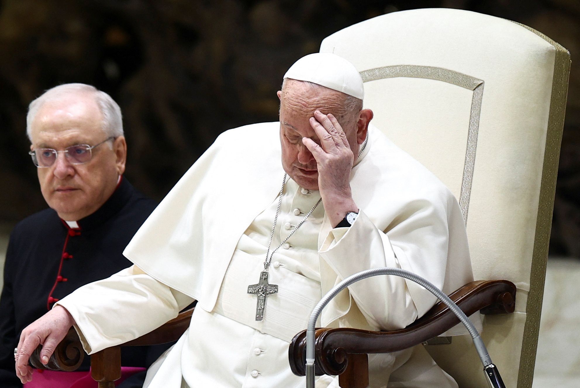 Pope Francis attends the weekly general audience, in Paul VI Audience Hall at the Vatican, February 12, 202