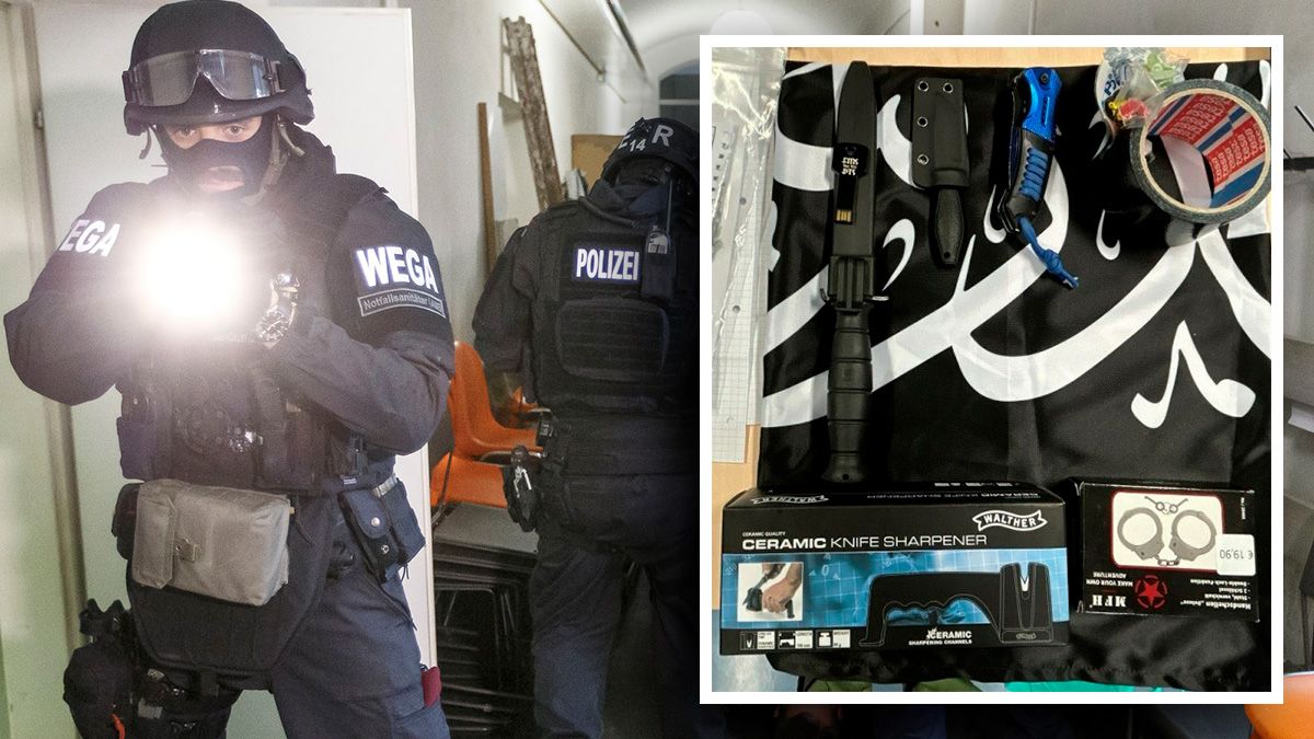 Die WEGA stellte den 14-Jährigen. Bei ihm wurden Waffen und IS-Devotionalien gefunden.