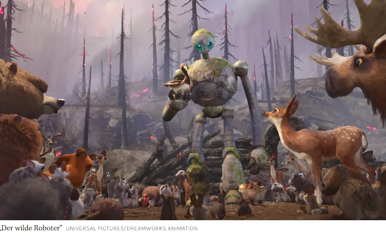 Roboter Roz freundet sich nach seiner Strandung auf einer unbewohnten Insel mit den Tieren an.