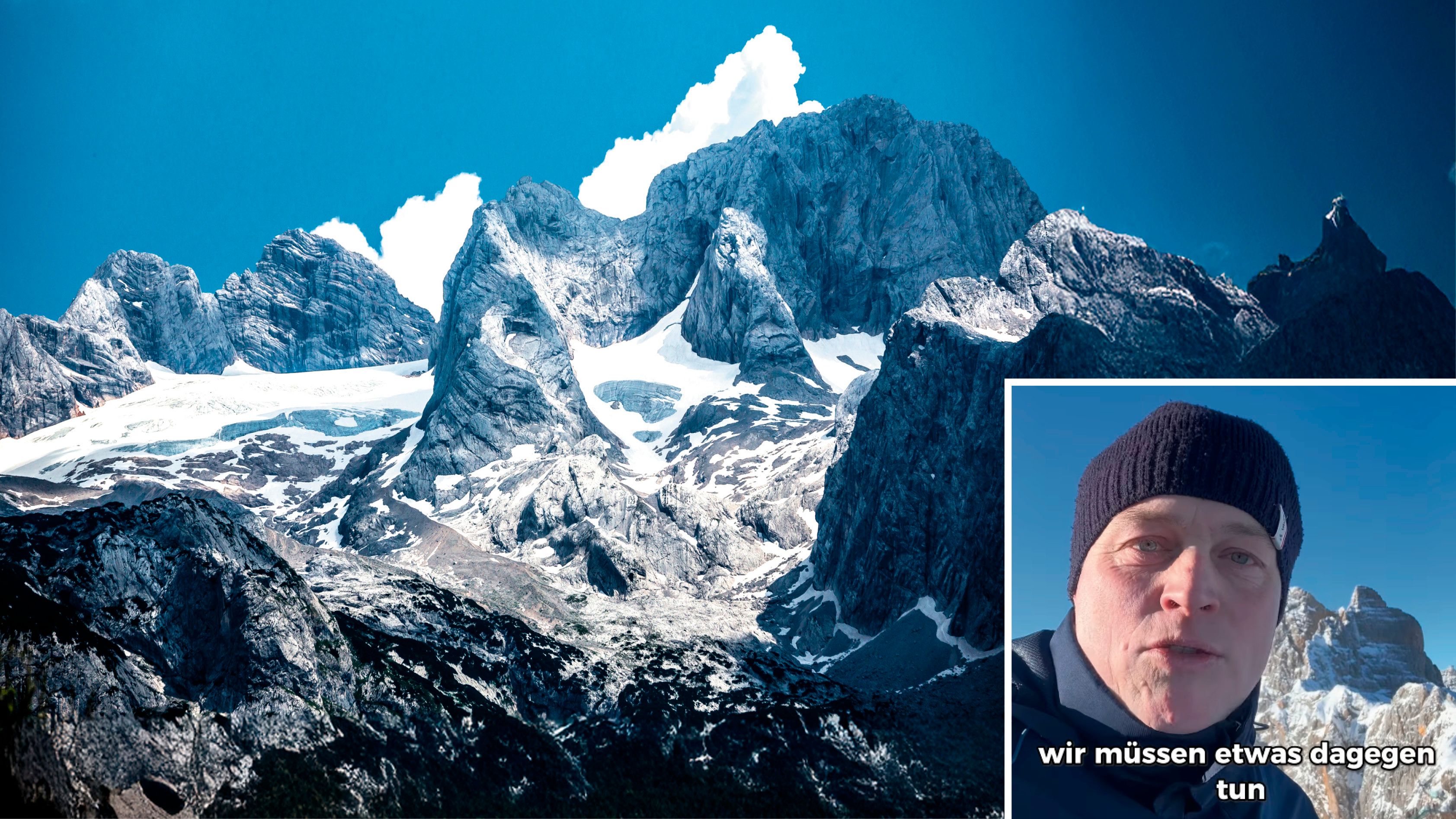 Ein Naturjuwel verschwindet: OÖ-Umweltlandesrat Stefan Kaineder prangert den Gletscherrückgang an.