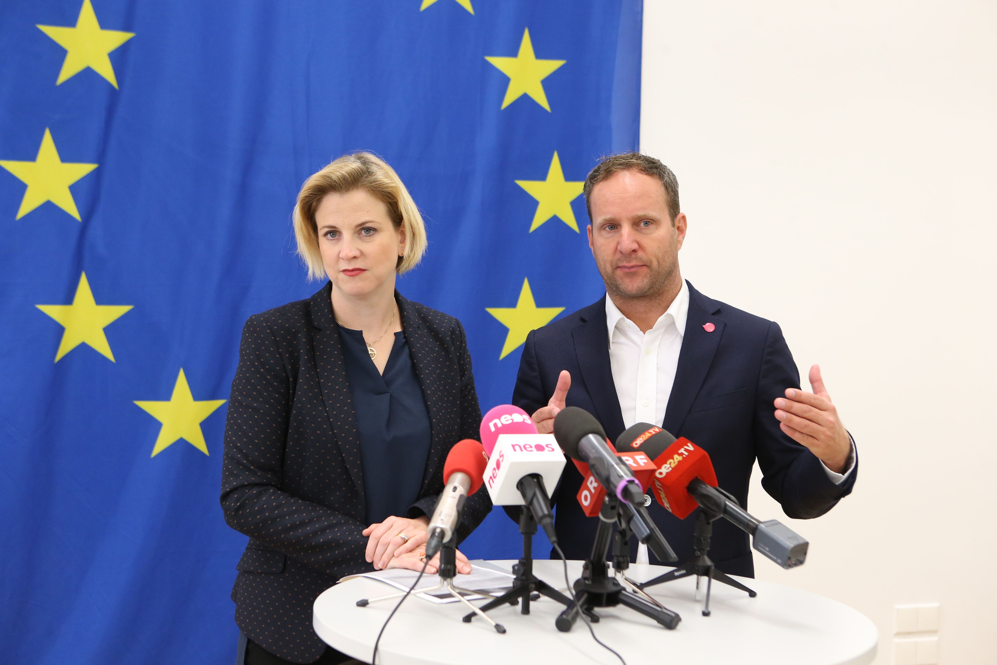 Neos-Gründer Matthias Strolz 2018 mit Parteichefin Beate Meinl-Reisinger