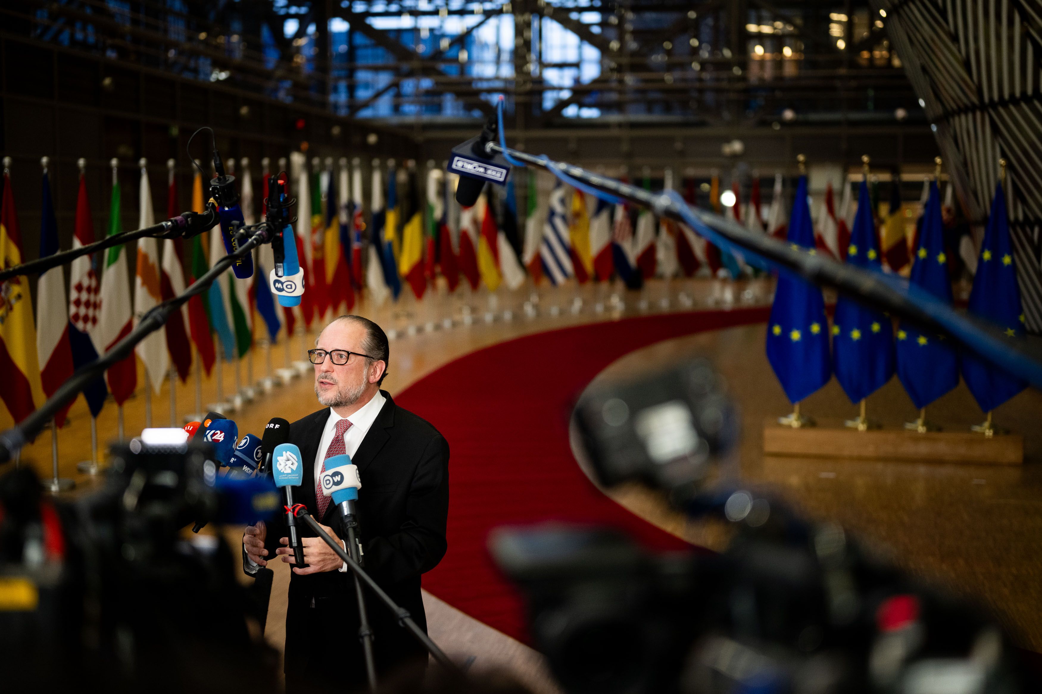 Bundeskanzler und Außenminister Alexander Schallenberg am Montag in Brüssel: 
