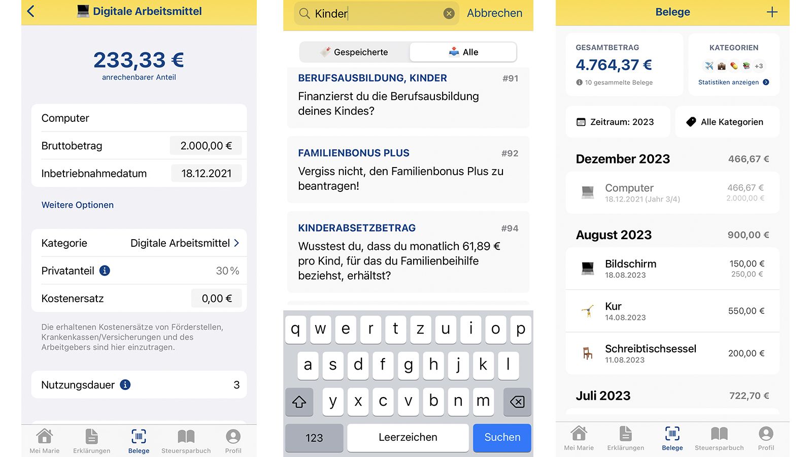 Die App "Mei Marie" will durchschnittlich 300 Euro mehr aus dem Steuerausgleich herausholen.