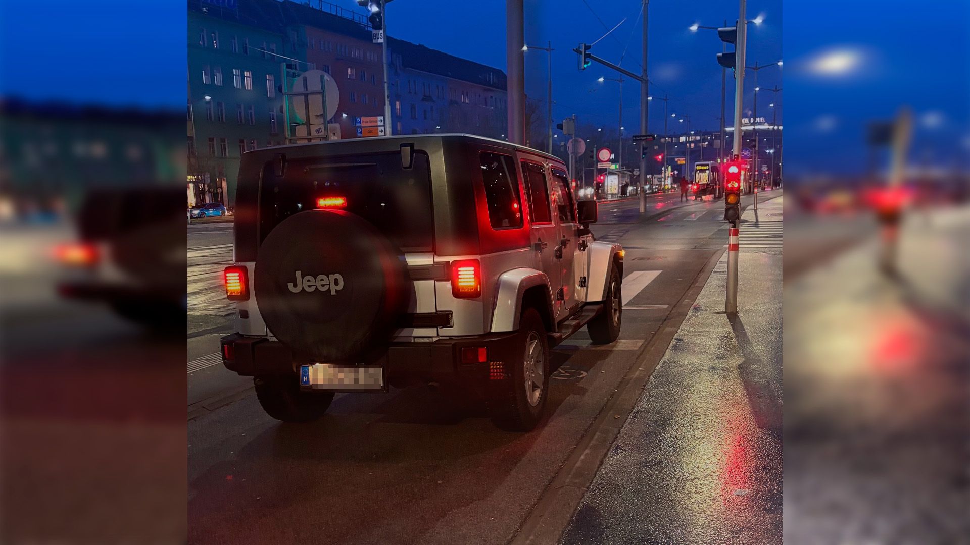 Jeep Wrangler auf Abwegen am Wiener Gürtel