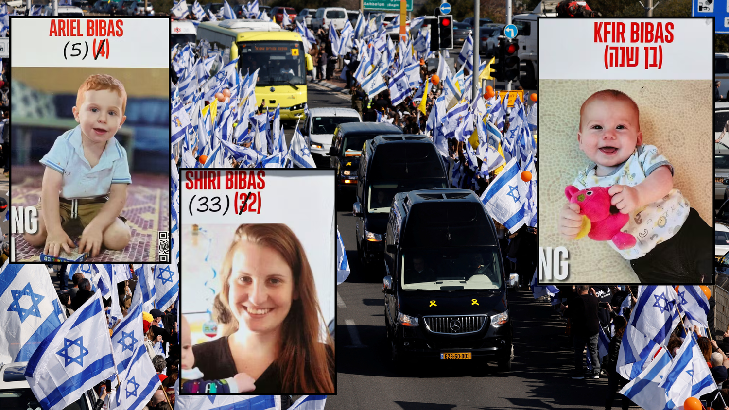 Der Trauerzug in Israel für Shiri Bibas und ihre Kinder Kfir (9 Monate) und Ariel (4).