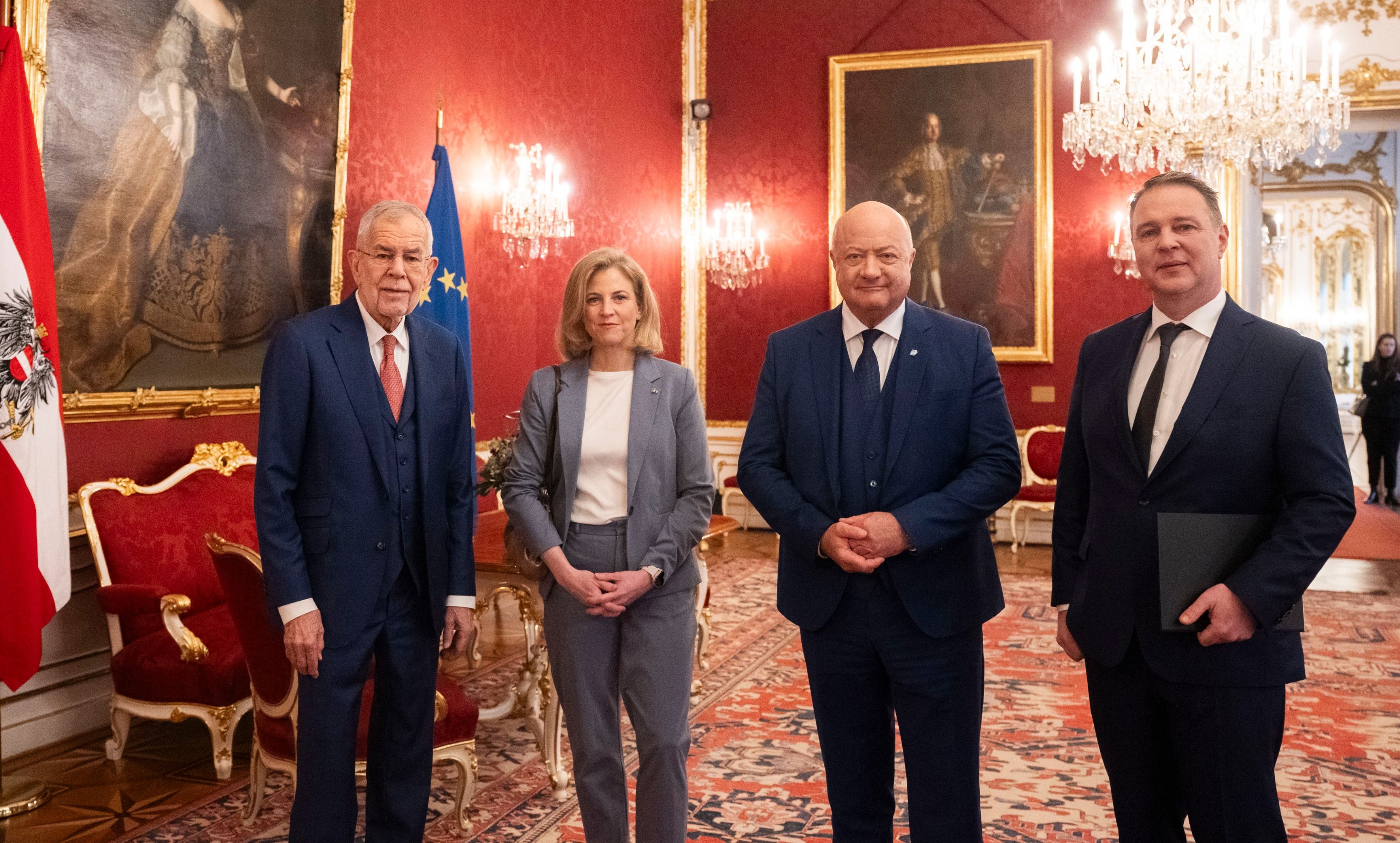 Die Ampel-Chefs waren vor der Präsentation bei Bundespräsident Alexander Van der Bellen.