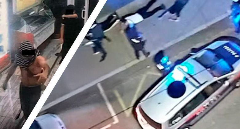 Die Auseinandersetzung im Lokal, die von Syrern ausging, rechts die Festnahme der beiden Tschetschenen.