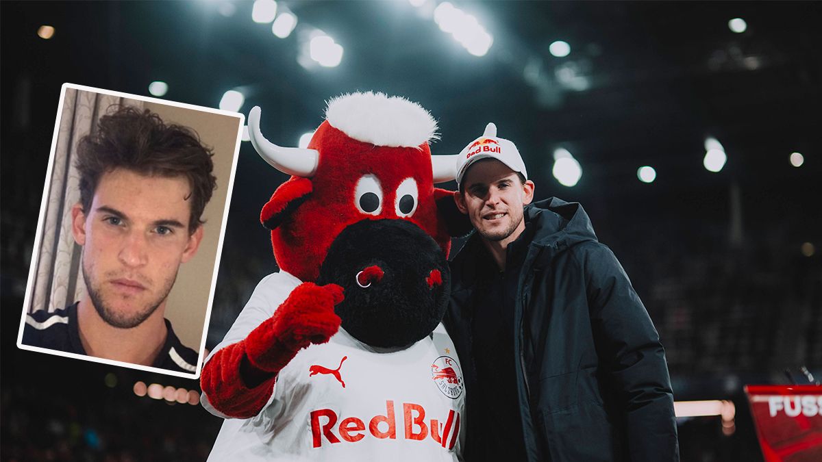 Dominic Thiem tauscht seine Tennisschläger gegen Fußballschuhe.