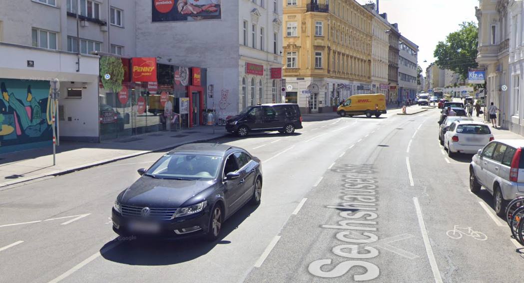 Blick in die Sechshauser Straße.