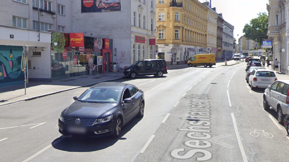 Blick in die Sechshauser Straße.