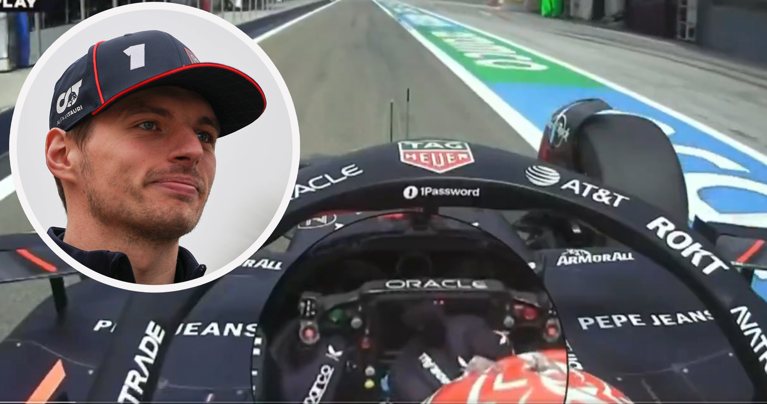 Max Verstappen zeigt der Williams-Box den Mittelfinger.