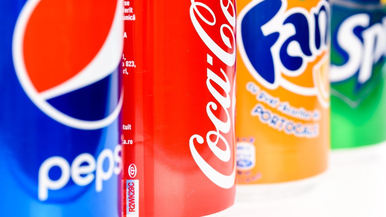 Bucharest, Romania - January 16, 2016: Pepsi, Coca Cola And Fanta are the most famous carbonated soft drinks sold in stores, restaurants, and vending machines all around the world.
