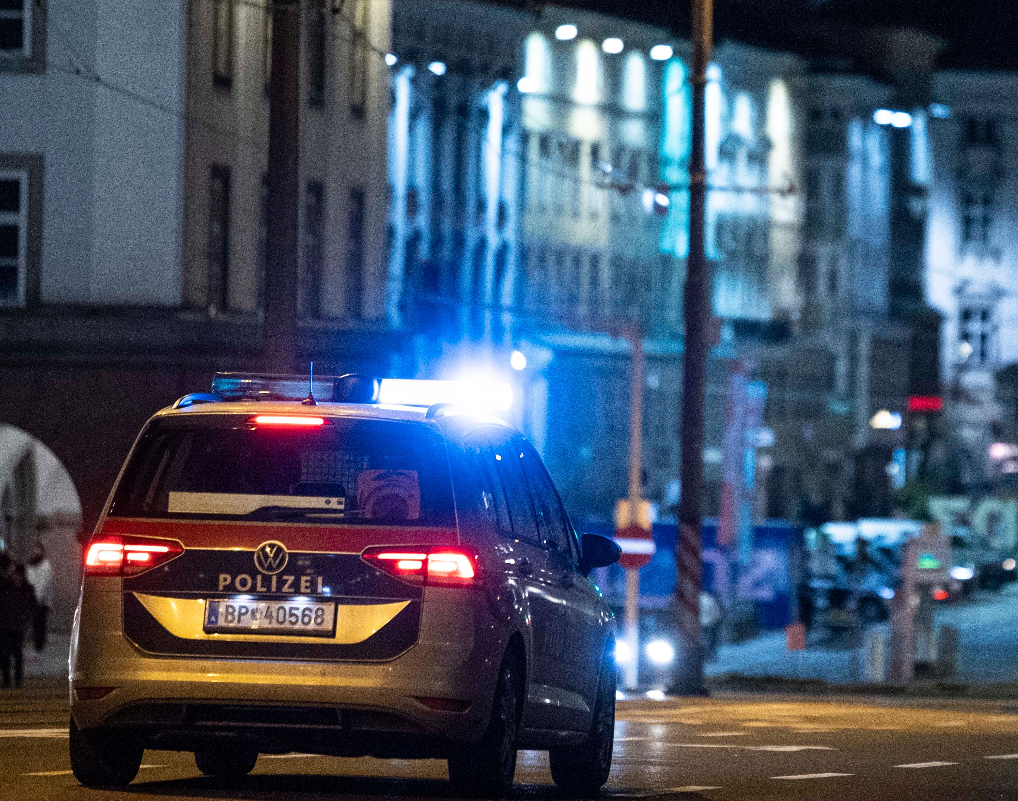 Polizeifahrzeuge mit Blaulicht. (Archivbild)