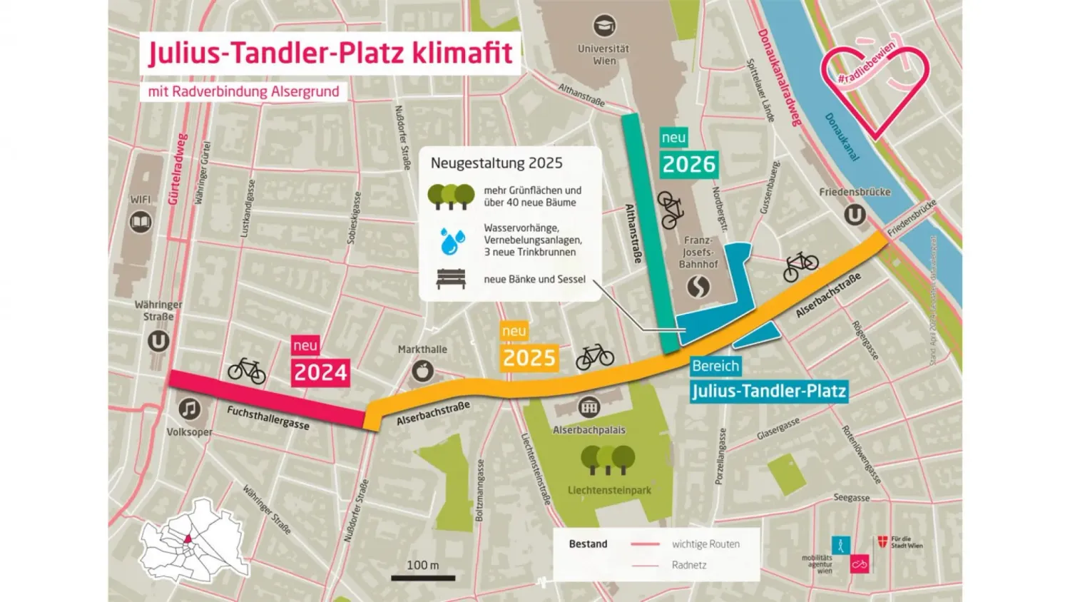 Überblick der Neugestaltung im Bereich Julius-Tandler-Platz-