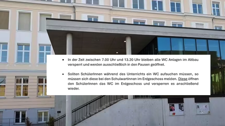 Nach Vandalenakte: Schärfe Regeln für die Benutzung der WC-Anlagen am Gymnasium in Schwechat